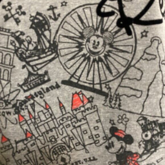 Disneyland Resort Sketch Map Raglan Sweatshirt Grey Small Mickey Mouse EUC - Picture 3 of 8